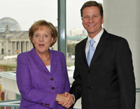 Angela Merkel i lider FDP Guido Westerwelle, 28 września 2009.(Photo : Reuters)