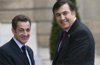 13 ноября в Елисейском дворце глава Франции Николя Саркози принял своего грузинского коллегу Михаила Саакашвили.REUTERS/Philippe Wojazer (FRANCE)
