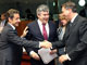 Николя Саркози с премьерами Великобритании и Чехии в европарламенте 20 марта 2009 г. Фото: AFP