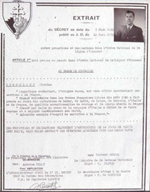 Копия декрета о присвоении Н.В. Вырубову звания Кавалера Ордена почетного легиона. 1953 г.Фото из архива Г.Певзнер