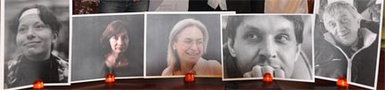 На пресс-конференции в Париже. Портреты убитых журналистов и правозащитников.(Сopyright: Amnesty International)