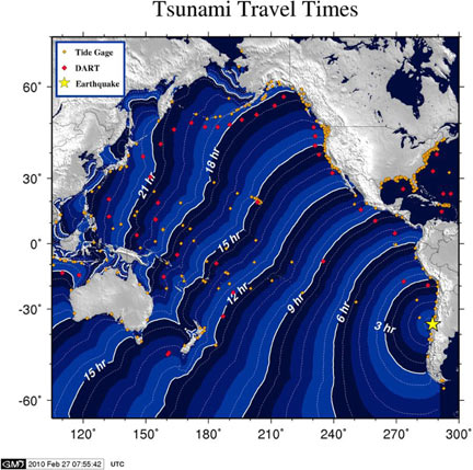 Схема цунами в Тихом океанеREUTERS