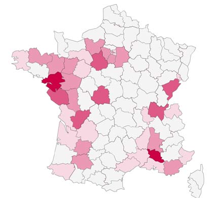 Карта частотности расселения фамилии Шовенhttp://www.prenoms.com/nom-chauvin/chauvin.html