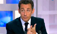 Tổng thống Sarkozy trên đài truyền hình France 3, ngày 30/06/2008. Ảnh : Reuters