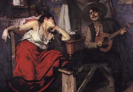 O Fado (1910). Tranh  José Malhoa. Nguồn:  Rei-artur