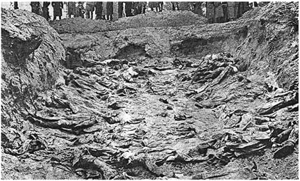 Một trong những hố chôn tập thể trong vụ thảm sát tại KatynẢnh : en.wikipedia.org