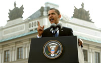 Tổng thống Barack Obama nói chuyện với người dân Praha, ngày 05/04/2009Ảnh : Reuters