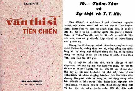Trang bià quyển Văn Thi Sĩ Tiền Chiến và bài viết về TTKh của nhà thơ Nguyễn Vỹ(Nguồn : thinhanquangngai.worldpress.com)