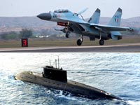 Chiến đấu cơ Su-30MK2 và tàu ngầm "Kilo" 636 của Nga(Nguồn : Wikipedia)