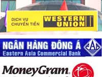 Các công ty chuyển ngân quốc tế đều có mặt tại Việt Nam như Western Union hay Moneygram