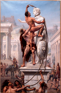 Joseph-Noël Silvestre « Le sac de Rome par les barbares en  410 », 1890, Huile sur toile.Musée Paul Valery, Sète, France