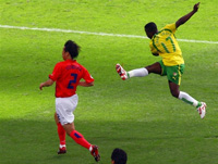 Le but historique de Mohamed Kader Touré, le premier du Togo dans une Coupe du monde.(Photo : AFP)