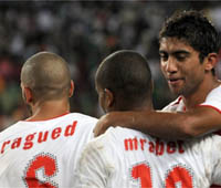 Des Tunisiens heureux après leur match nul 2-2 au Nigeria.(Photo : AFP)