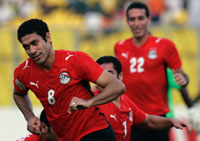 La joie d'Hosni Abd Raboh. Les Egyptiens joueront les demi-finales de la CAN.(Photo : Reuters)