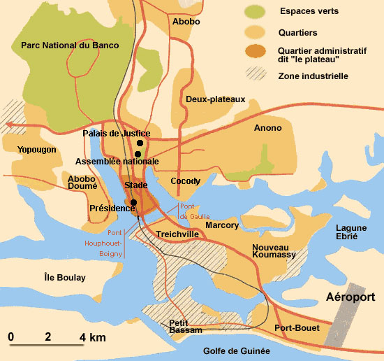 Plan de la ville d'Abidjan, novembre 2004