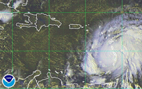 Image satellite de l'ouragan Dean avant son passage sur Haïti, au mois d'Aout 2007.(Photo : Afp)