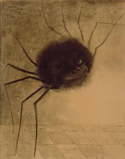 L'araignée, elle sourit, les yeux levés
1881  ( dessin lithographié en 1887)Odilon Redon © Photo RMN/ Gérard Blot
