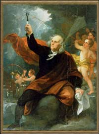 <em>Benjamin Franklin attirant l'électricité du ciel</em> (vers 1817). Benjamin West. © Philadelphia Museum of Art