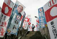 Elections législatives à Taïwan : les douze partis sont représentés par des drapeaux portant leur numéro. (Photo : Reuters)