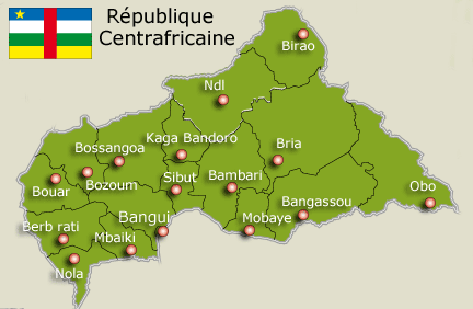 La République Centrafricaine.(Carte : L. Mouaoued/RFI)