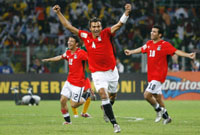Le coup de sifflet final retentit. La folie s'empare des joueurs égyptiens !(Photo : Reuters)