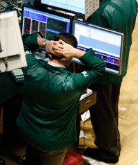 A la bourse de New York, les inquiétudes d'une récession se font sentir sur les marchés. Wall Street a clôturée en forte baisse.(Photo : Reuters)