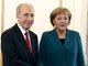 Le président Shimon Peres (G) et Angela Merkel, à Jérusalem, le 18&nbsp;mars 2008.(Photo : Reuters)