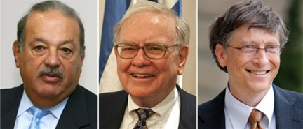Carlos Slim Helu, Warren Buffet et Bill Gates.(Photo : AFP)