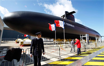 Le sous-marin nucléaire «Le Terrible» à Cherbourg, le 21 mars 2008. (Photo : Reuters)