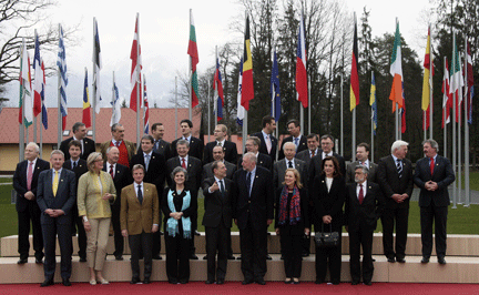 Les ministres des Affaires étrangères européens sont réunis à Brdo pri Kranju, en Slovénie.(Photo : Reuters)