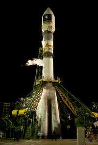 Le satellite Giove-B a été lancé par la fusée Soyouz depuis le cosmodrome de Baïkonour au Kazakhstan, le 27 avril 2008.(Photo : Reuters)