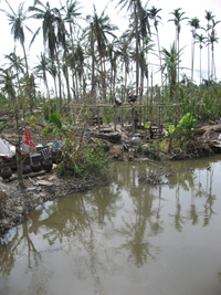 Les villageois reconstruisent.(Photo : Luc Auberger)