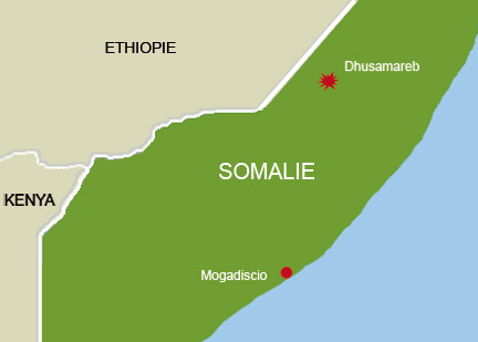 L’attaque aérienne a eu lieu dans le district de Dhusamareb.(Carte : RFI)