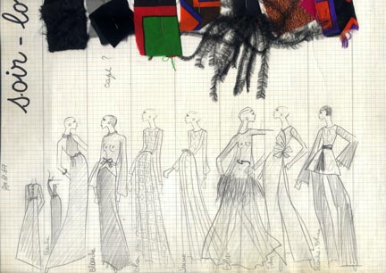 Planche Automne-Hiver 1968-1969(Crédit : <a href="http://www.fondation-pb-ysl.net/" target="_blank">Fondation Pierre Bergé-Yves Saint Laurent</a>