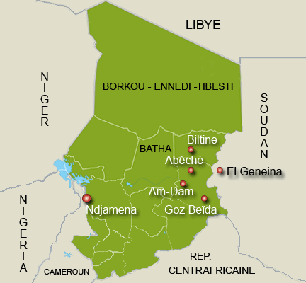Les rebelles se déploient à l'est du Tchad.(Carte : L. Mouaoued/RFI)