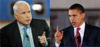 Le candidat républicain John McCain (g) et le candidat démocrate Barack Obama.(Photos : Reuters / Montage : RFI)