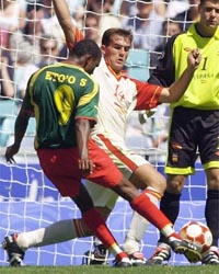 Le but égalisateur d'Eto'o en finale.(Photo: AFP)