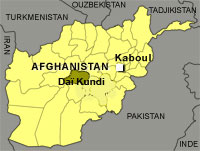 La province de Daï Kundi est située à 300 kilomètres à l’ouest de Kaboul, c’est l’une des plus pauvres et des moins peuplées d’Afghanistan.(Carte : RFI)