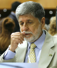 Le ministre brésilien des Affaires étrangères, Celso Amorim, à Genève le 21&nbsp;juillet 2008.(Photo : Reuters)