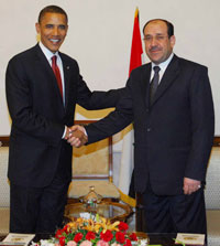 Le candidat démocrate à la présidentielle américaine, Barack Obama, a rencontré à Bagdad le Premier ministre irakien Nouri al-Maliki, le 21 juillet 2008.(Photo : Reuters)