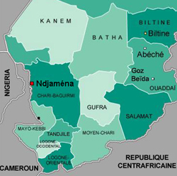 Les incidents ont eu lieu à Kouno, une localité située à 300 kilomètres au sud-est de la capitale Ndjamena. (Carte : H.Maurel/RFI)