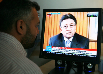 Le président pakistanais Pervez Musharraf annonce sa démission à la nation, Islamabad le 18 août 2008. (Photo : Reuters)