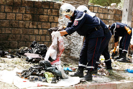 L'attentat suicide a eu lieu devant une école de gendarmerie aux Issers, à l'est d'Alger ; le 19 août 2008. (Photo : Reuters)
