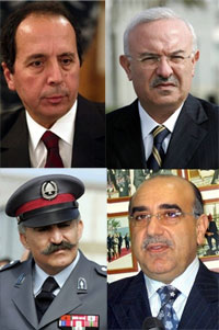 De haut en bas : Jamil Sayyed, Ali Hajj, Raymond Azar et Moustafa Hamdane.(Photo : AFP)