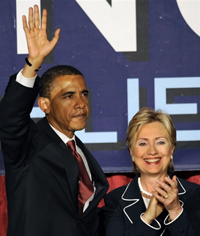 Au nom de l'unité du parti, Barack Obama a accepté que les délégués aient la possibilité de voter pour son ancienne rivale, Hillary Clinton, lors de la convention du parti à Denver.(Photo : AFP)