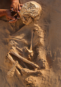 Le squelette d'une fille de 11 ans découvert à Gobero dans le désert du Ténéré.Mike Hettwer © 2008 National Geographic