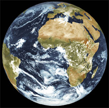 La Terre vue d'un satellite.(Photo: EUMETSAT 2002)
