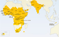 Pour consulter la carte des pays participant à la campagne pour éliminer les fistules, <a href="http://www.fistules.org/campaign_progress/campaign_progress.htm" target="_blank">cliquez ici</a>.© UNFPA, Fonds des Nations Unies pour la population.