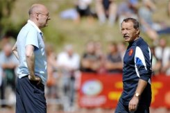 Jacques Brunel (D) avec Bernard Laporte, le 16 juillet 2007 à Font-Romeu