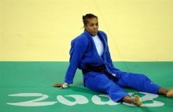 La judokate Française Lucie Decosse après sa défaite en finale des moins de 63 kg contre la Japonaise Ayumi Tanimoto.